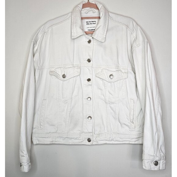 Pull & Bear Oversized Denim Jean Jacket M White - Picture 2 of 7